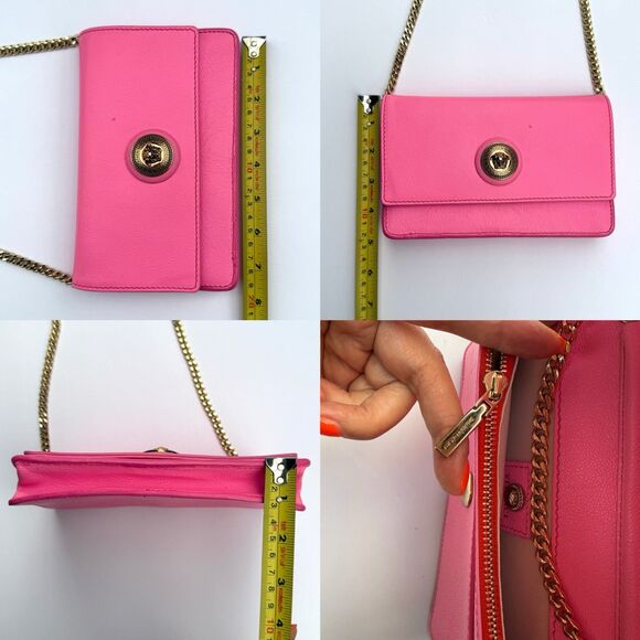 Authentic Versace WOC Pink Leather Gold Chain Medusa Head Crossbody Bag With COA - Picture 6 of 9